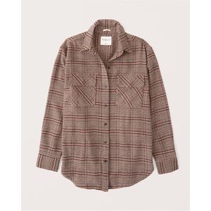 Abercrombie Light Brown Plaid Flannel Oversized Shirt